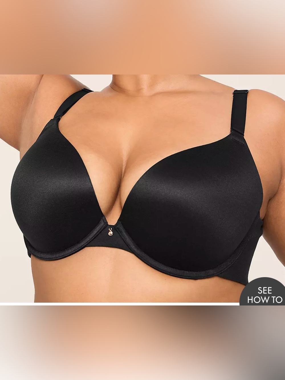 CACIQUE Invisible Backsmoother Boost Plunge Bra in Black Size 48DDD